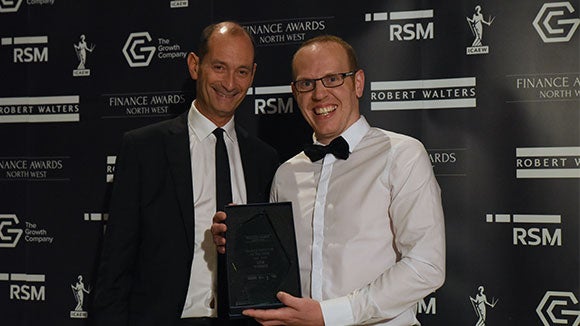 Daniel Orwin, Franke, winning Finance Director of the Year £25-100m at the 2018 Finance Awards North West