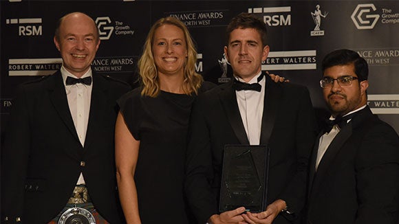 Eagle Eye Solutions Group winning Business Growth Award at the 2018 Finance Awards North West