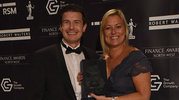 Keeley Buckley winning Interim Finance Professional of the Year at the Finance Awards North West