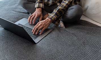 Working on laptop