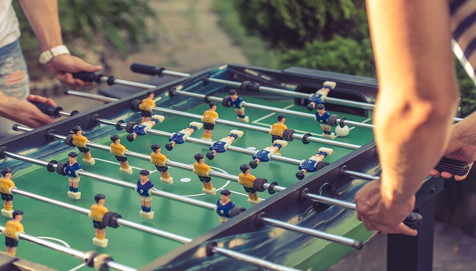 playing table football