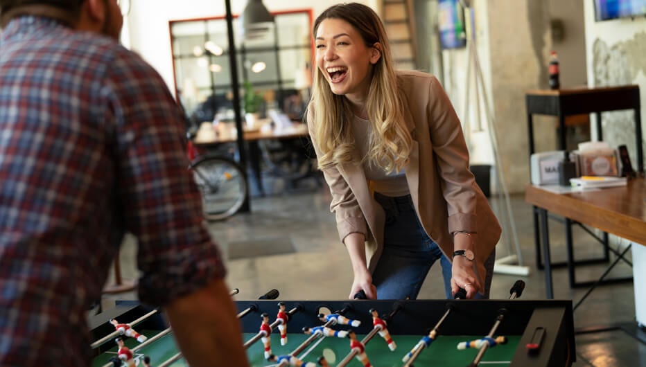 playing table football