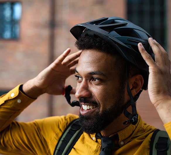 man with cycling helmet